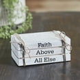 thumbnail image 1 of VHC Brands Risen Collection 4” Faith Above All Else Whitewash Faux Book Stack Figurine, 1 of 3