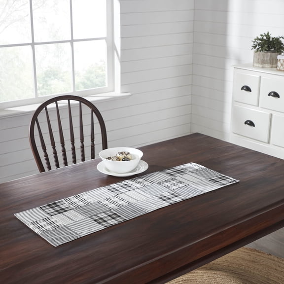 VHC Brands Runner 12x36, Cotton Dining Room, Kitchen Table Runner, Country Farmhouse Style, Sawyer Mill Black Collection, Rectangle 12x36, Country Black