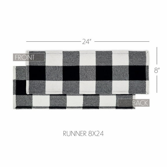 VHC Brands Runner 8x24, Cotton Dining Room, Kitchen Table Runner, Country Farmhouse Style, Annie Buffalo Check Black
