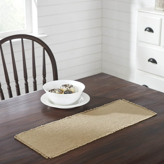 VHC Brands Runner 8x24, Cotton Dining Room, Kitchen Table Runner, Country Farmhouse Style, Burlap Natural Collection, Rectangle 8x24, Natural