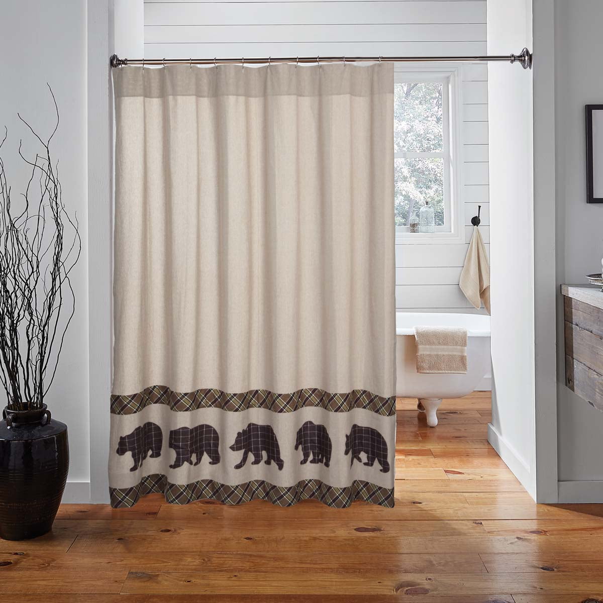 VHC Brands Wyatt Bear Shower Curtain