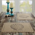 thumbnail image 1 of VHC Brands Sandy Burlap Seashells Nautical Cotton Coastal Tabletop Kitchen Stenciled Placemat Set of 6 Set 12x18 Tan, 1 of 5
