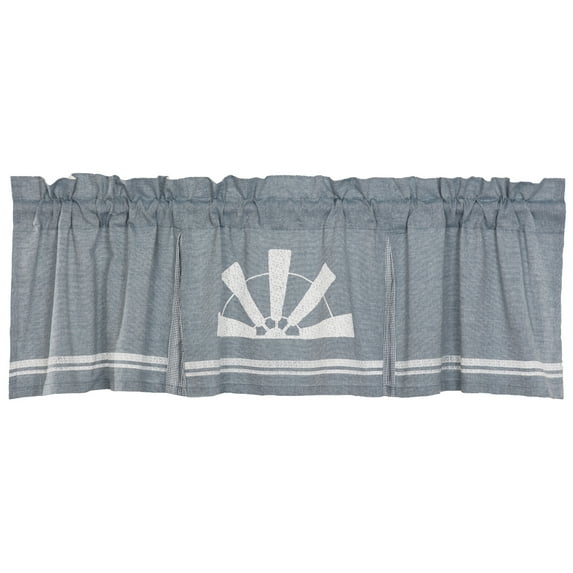 VHC Brands Sawyer Mill 20 x 72 In Ruffled Valance Accent Curtain, Blue