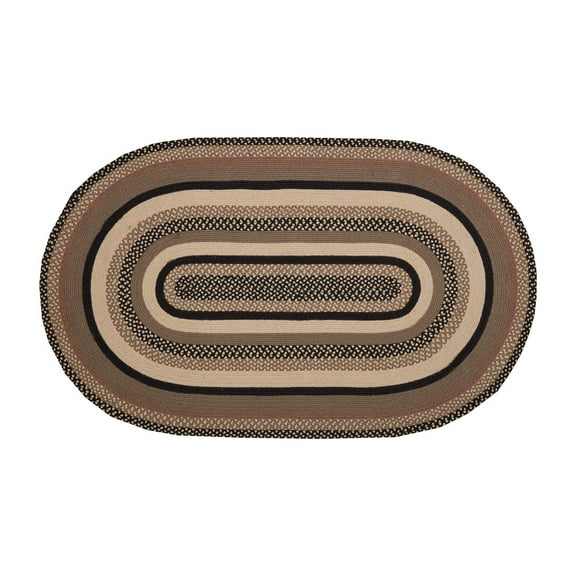 VHC Brands Sawyer Mill 36 x 60" Charcoal Creme Jute Oval Rug w/Non Skid Pad