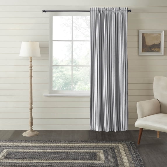 VHC Brands Sawyer Mill Black Ticking Stripe Blackout Panel 84x40