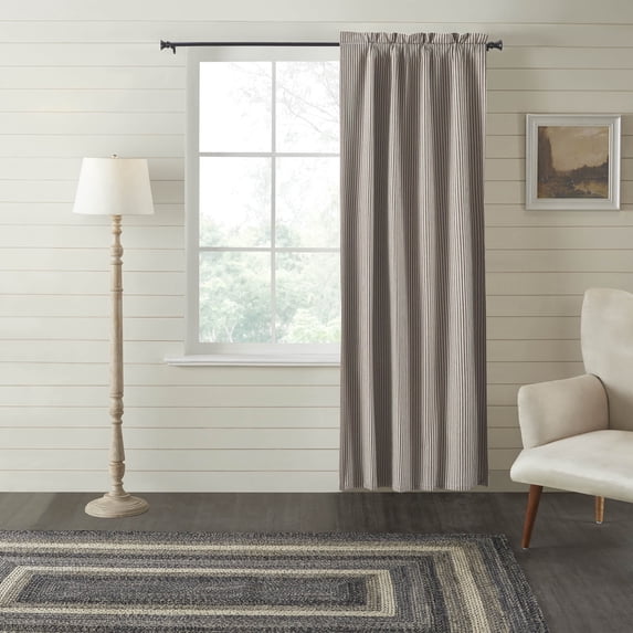 VHC Brands Sawyer Mill Charcoal Ticking Stripe Blackout Panel 84x40