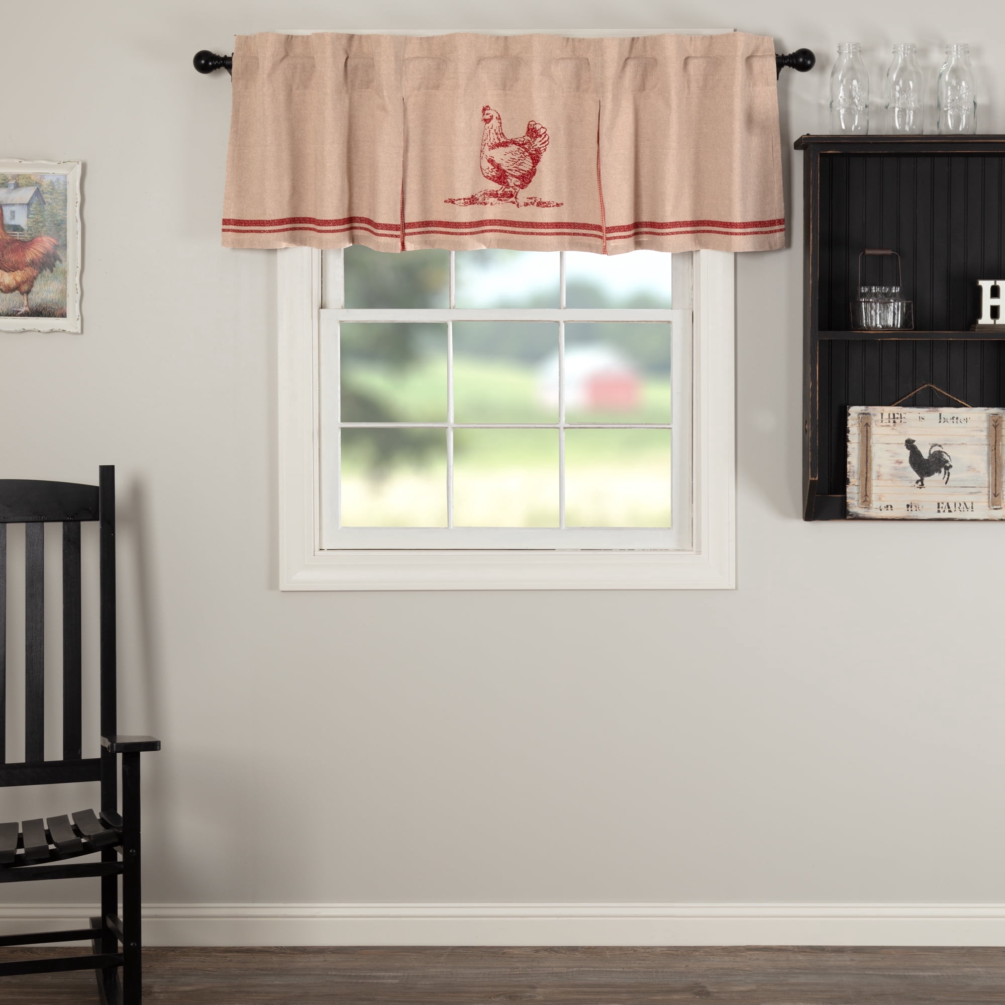 VHC Brands Sawyer Mill Chicken Valance Curtain - Thumbnail 2