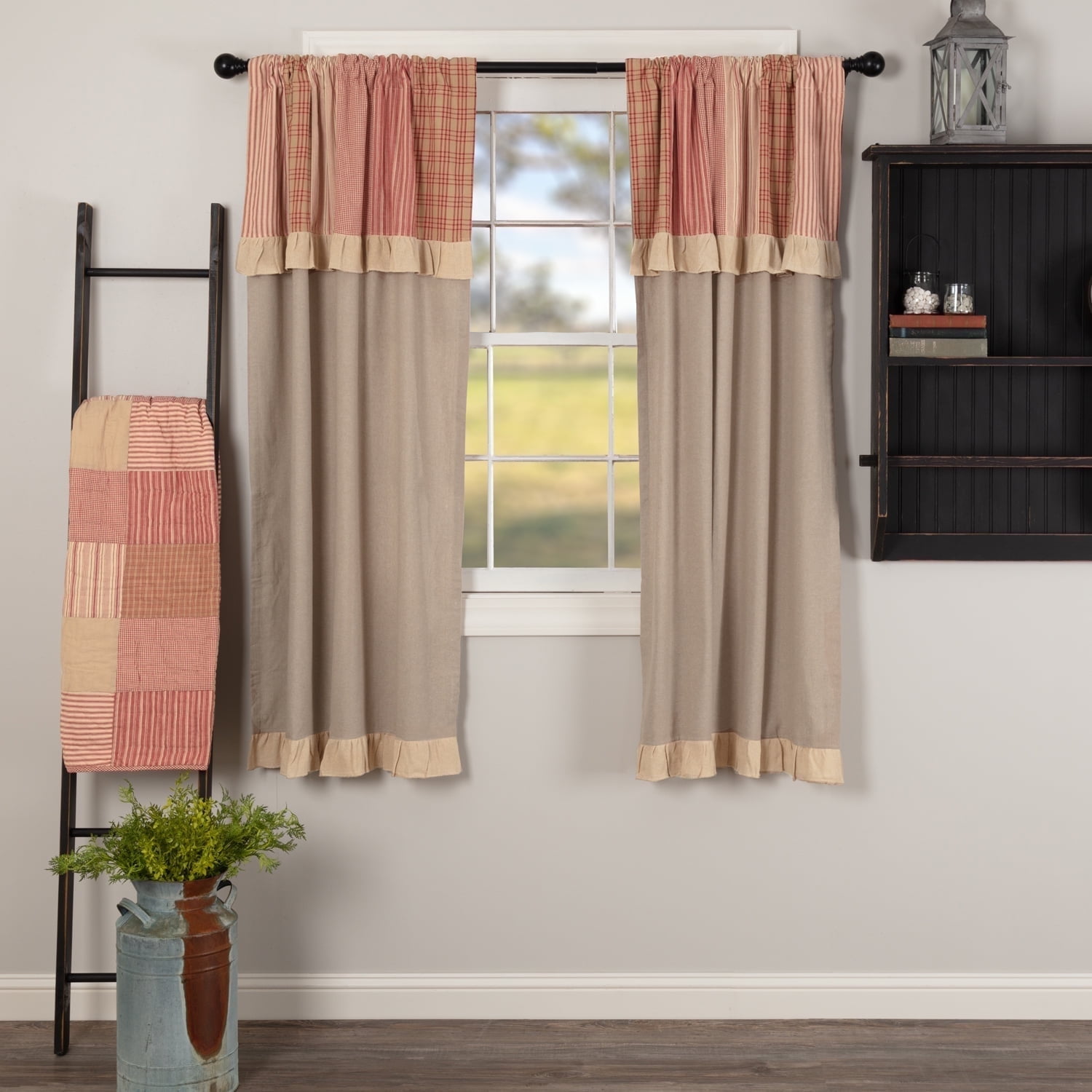 VHC Brands Sawyer Mill Curtain, Panel 63x36, Red Country - Walmart.com