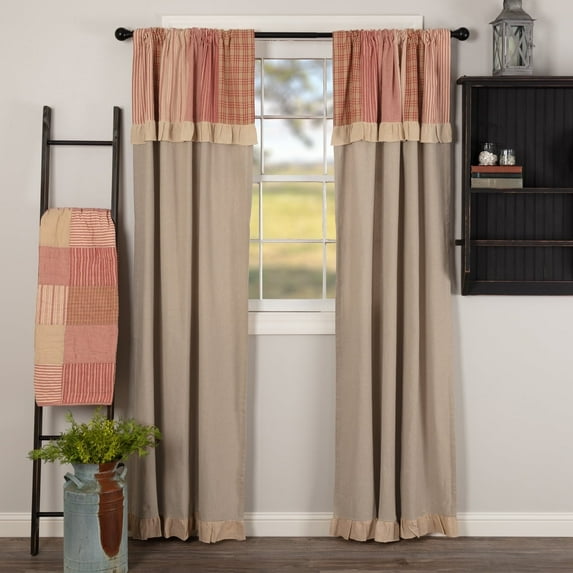 VHC Brands Sawyer Mill Curtain, Panel 84x40, Red Country