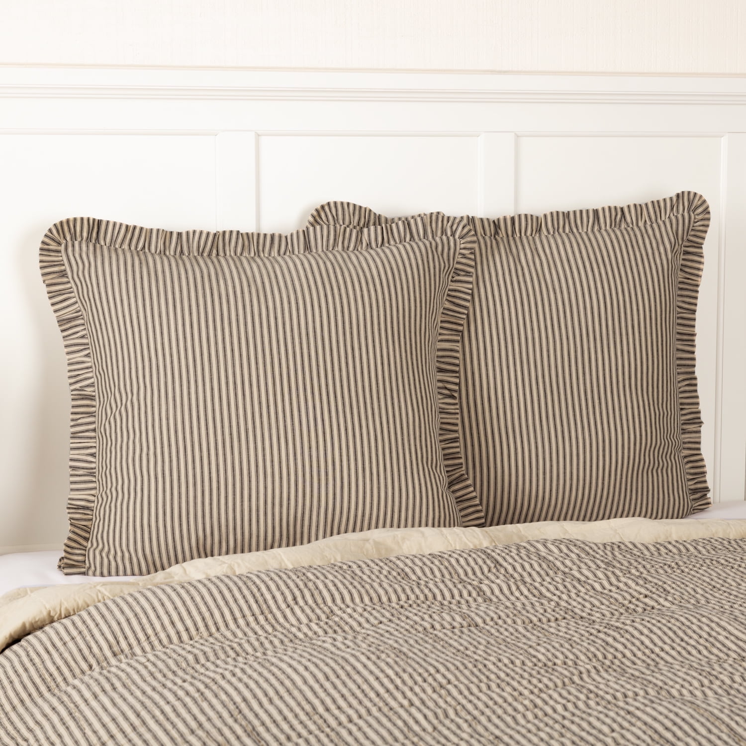 VHC Brands Sawyer Mill Ticking Stripe Euro Sham - Thumbnail 4