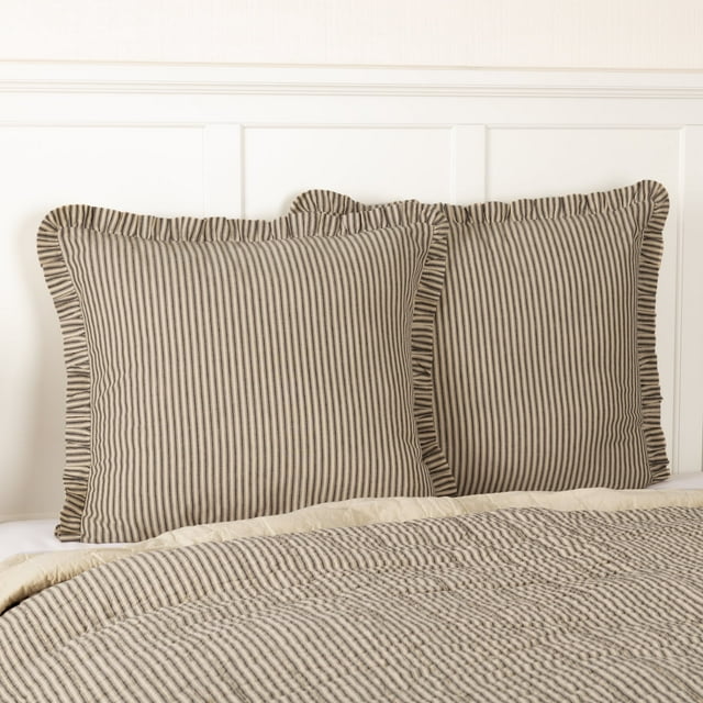 VHC Brands Sawyer Mill Farmhouse Pillowcase, Euro Sham 26x26", Charcoal ...