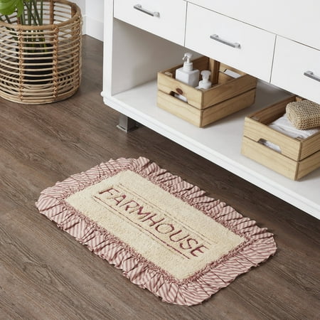 VHC Brands Sawyer Mill Farmhouse Bathmat, Red, 20x30
