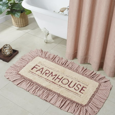 VHC Brands Sawyer Mill Farmhouse Bathmat, Red, 27x48