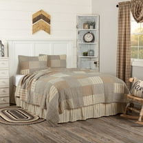 VHC Brands Sawyer Mill Ticking Stripe King Quilt Set, Charcoal Gray ...