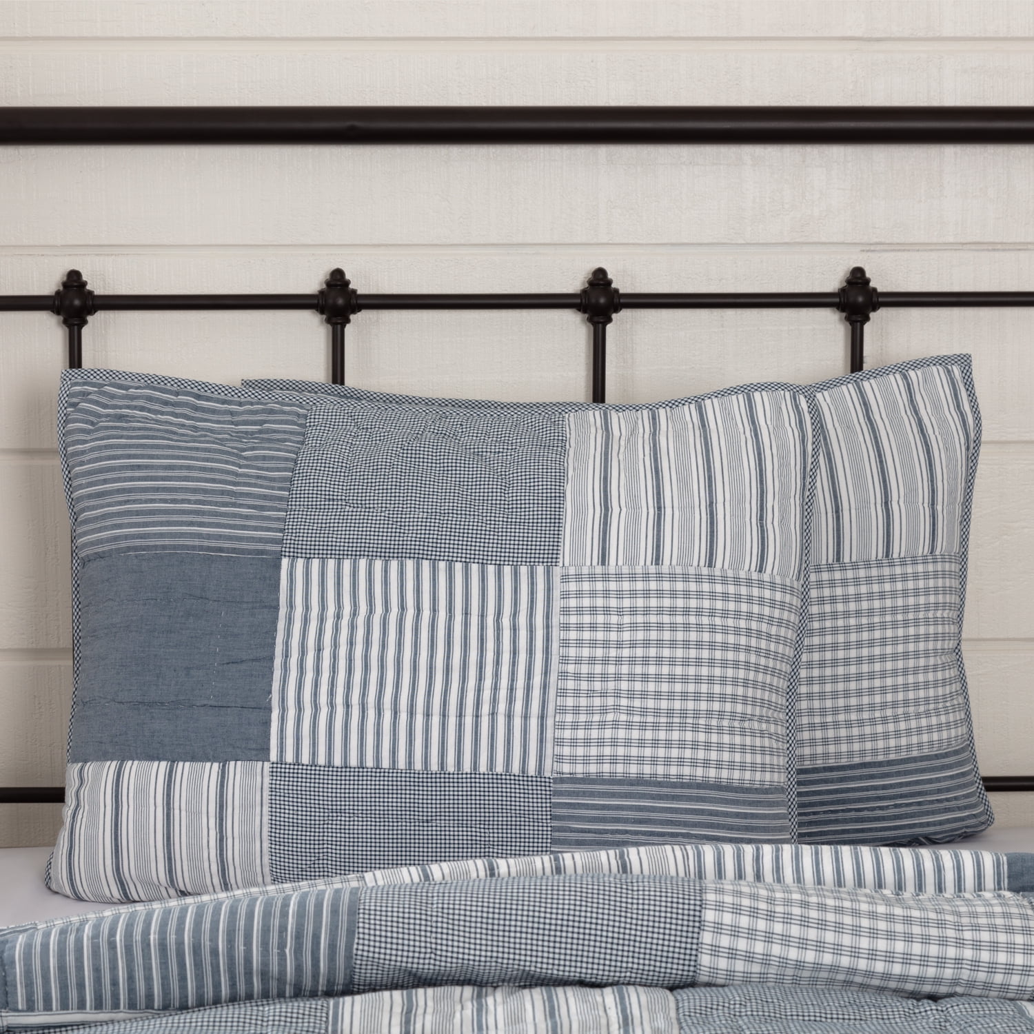 Sawyer Mill Blue Denim Cotton Patchwork Standard Sham