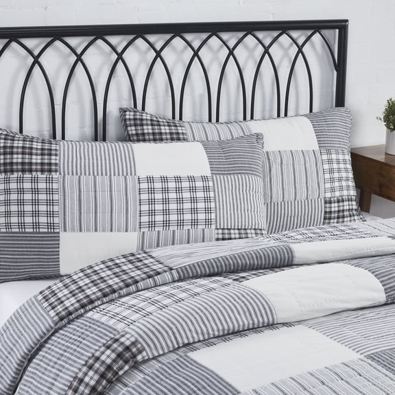 VHC Brands, Sawyer Mill Patchwork King Sham, Black, 21x37