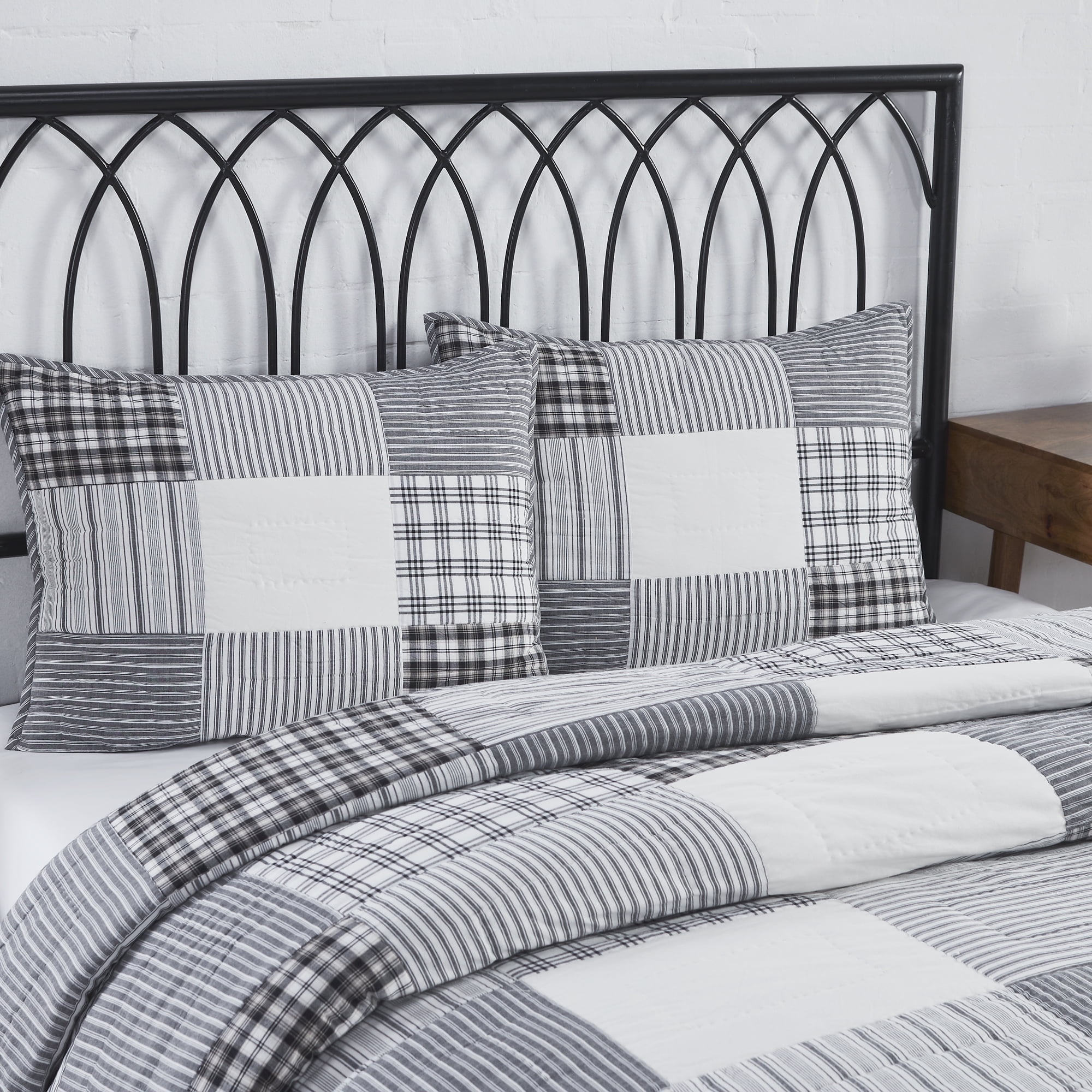 Sawyer Mill Black and White Cotton Patchwork Standard Sham