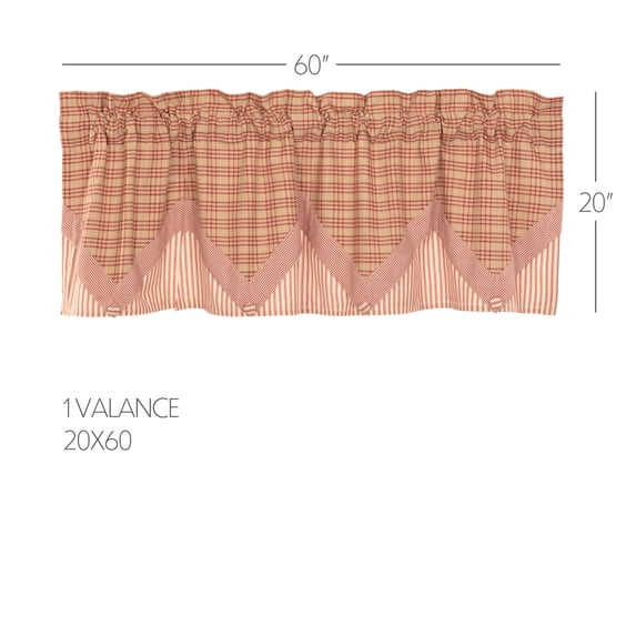 VHC Brands Sawyer Mill Red Valance Layered 20x60