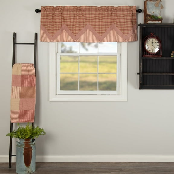 VHC Brands Sawyer Mill Red Valance Layered 20x60