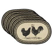 VHC Brands Sawyer Mill Poultry 12 x 18 Jute Placemats, Set of 6, Charcoal