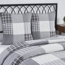 VHC Brands Sawyer Mill Quilted Patchwork Euro Sham, Black, 26x26