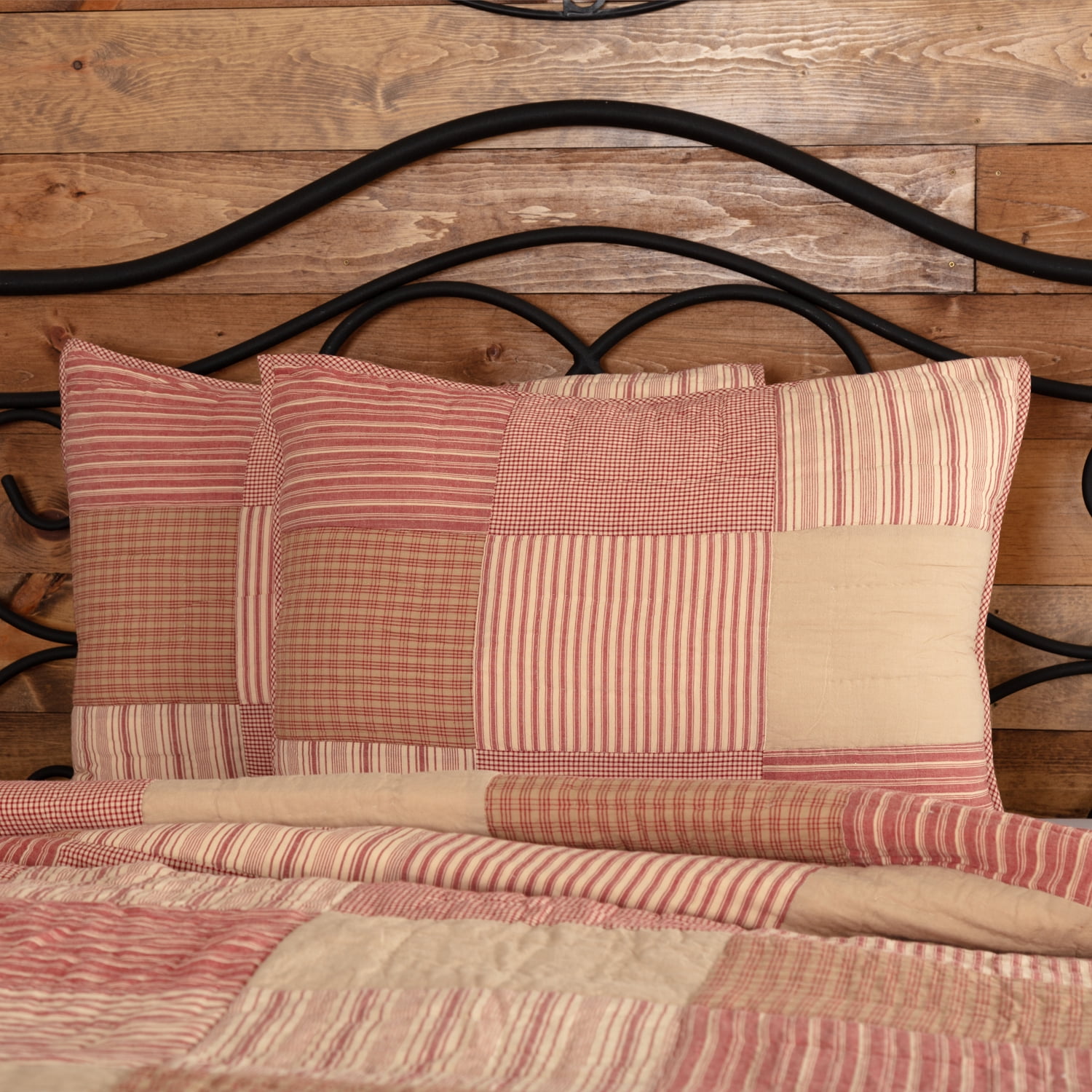 Sawyer Mill Red and Tan Cotton Standard Pillow Sham