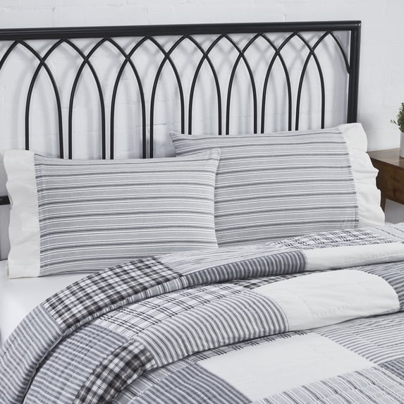 VHC Brands Sawyer Mill Ruffled Standard Pillowcase, Black, 21x26, Set of 2