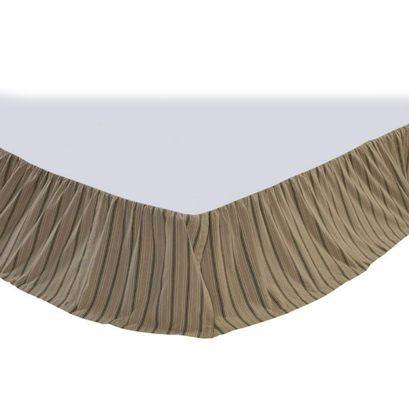 VHC Brands Sawyer Mill Stripe Cotton Bed Skirt, Twin, Dark Creme White