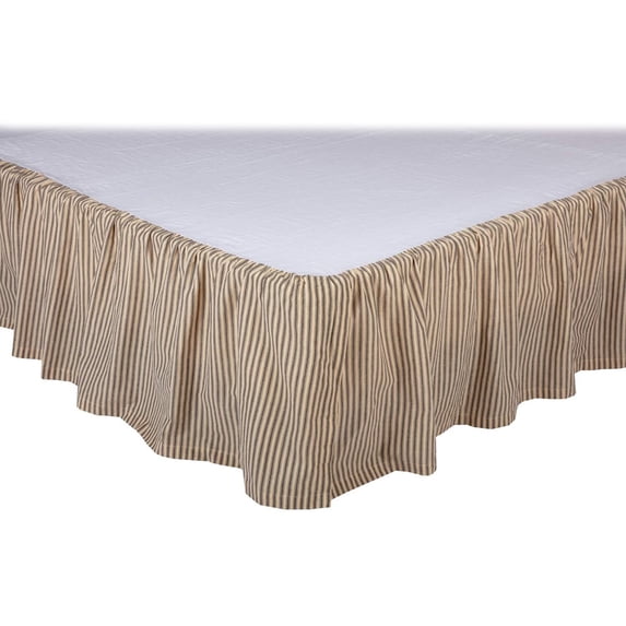 VHC Brands Sawyer Mill Striped Cotton Bed Skirt, Queen, Charcoal & Creme