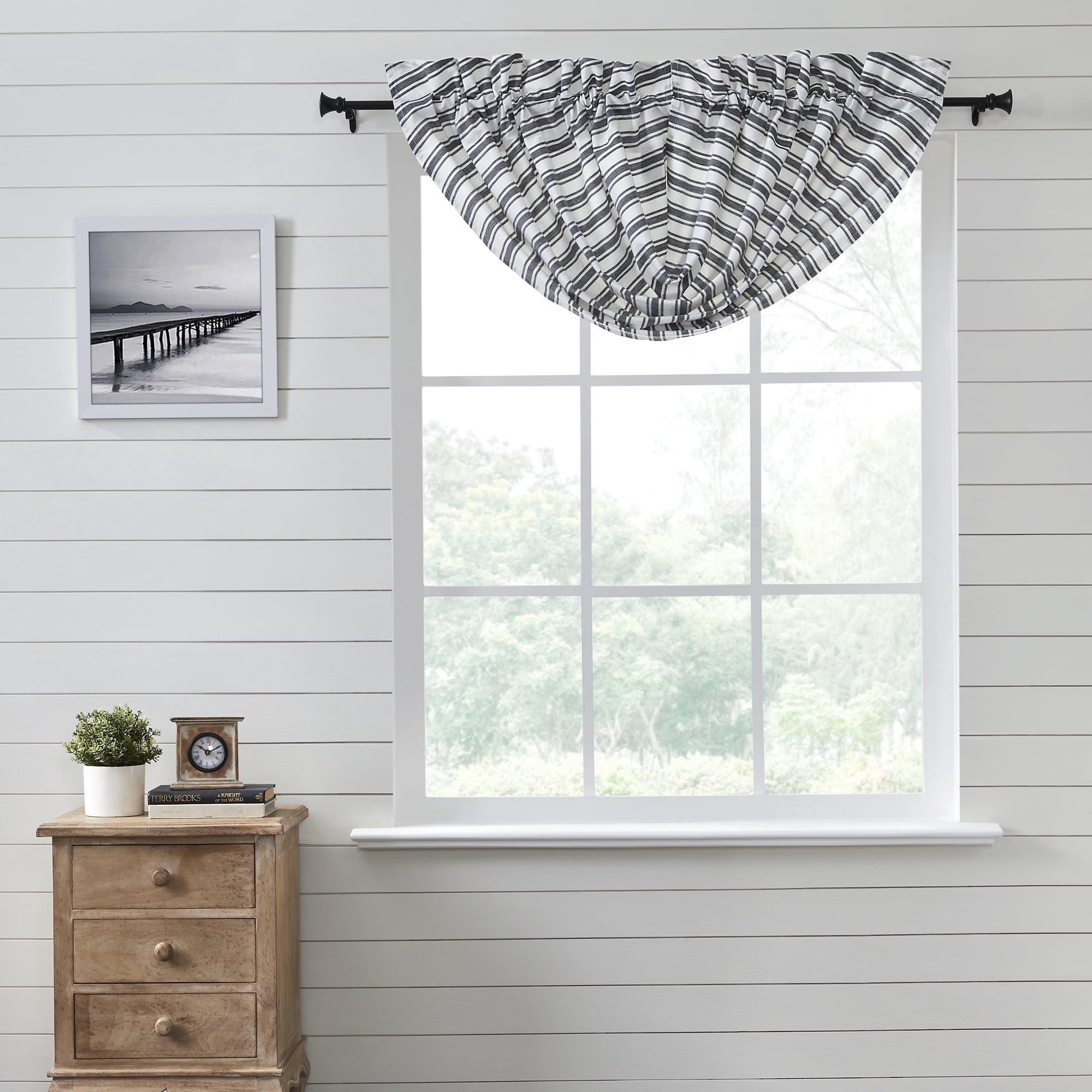 Sawyer Mill Black Ticking Stripe Balloon Valance - Thumbnail 5