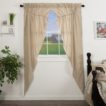 VHC Brands Sawyer Mill Ticking Striped Cotton Farmhouse Curtains Rod Pocket Drawstring Ties Prairie Panel Pair, Charcoal