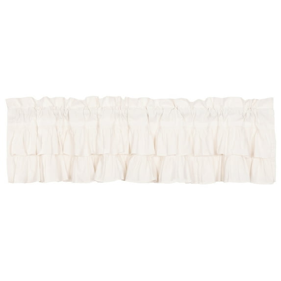 VHC Brands Simple Life 16 x 72 In Ruffled Valance Accent Curtain, White