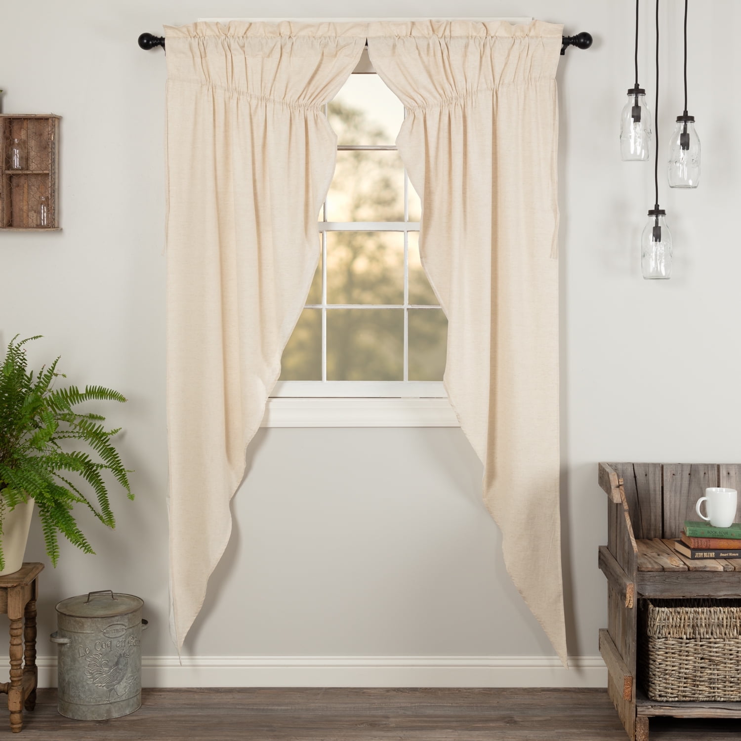 VHC Brands Simple Life Flax Natural Country Farmhouse Window Curtain ...