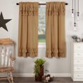 thumbnail image 1 of VHC Brands Simple Life Flax Khaki Country Farmhouse Window Curtain Ruffled Short Panel Set of 2 63x36, 1 of 8
