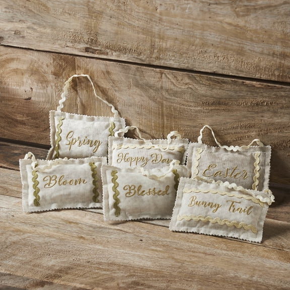 VHC Brands Spring In Bloom Easter & Spring Bowl Fillers Set of 6 3x5, Decorative, Seasonal, Bedroom, Living Room, Dining Room Decor, Cotton, Spring In Bloom Collection, 3x5, Natural