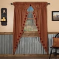 thumbnail image 1 of VHC Brands Star Cotton Primitive Curtains Rod Pocket Drawstring Ties Appliqued Prairie Panel Pair, Burgundy Red, 1 of 5