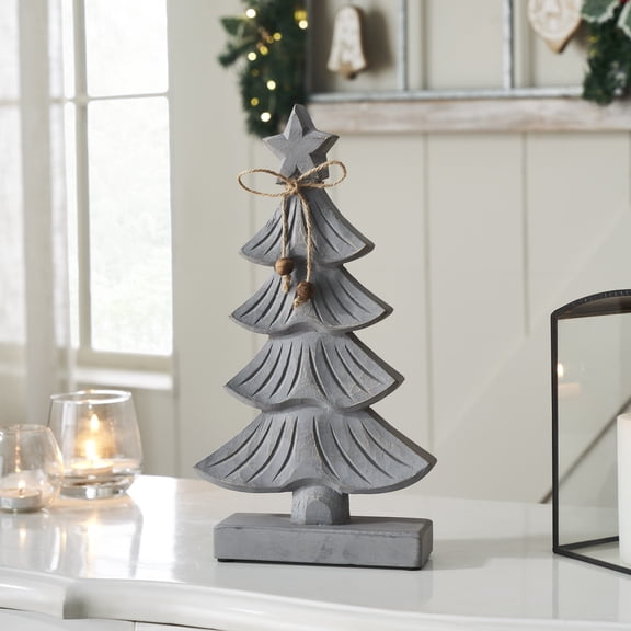 VHC Brands Starry Pine Distressed Grey Wooden Tree 21x11x2