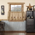 thumbnail image 1 of VHC Brands Stratton Primitive 24"x36" Burlap Star Tier Pair Tan Rod Pocket Appliqued Cotton Kitchen Window Curtains, 1 of 5