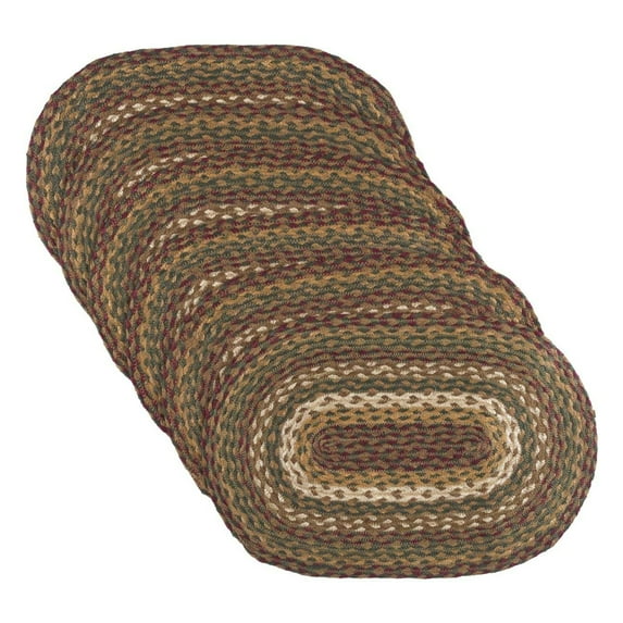VHC Brands Tea Cabin Jute Oval Kitchen Table Placemat, Moss Green, Set of 6