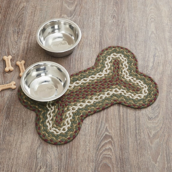 VHC Brands Tea Cabin Indoor/Outdoor Pet Food Mat for Dogs Cats Kitchen Small Bone Rug 11.5x17.6