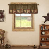 VHC Brands Tea Cabin Rustic 20"x72" Log Block Border Valance Green Thanksgiving Rod Pocket Patchwork Cotton Plaid Kitchen Window Curtains