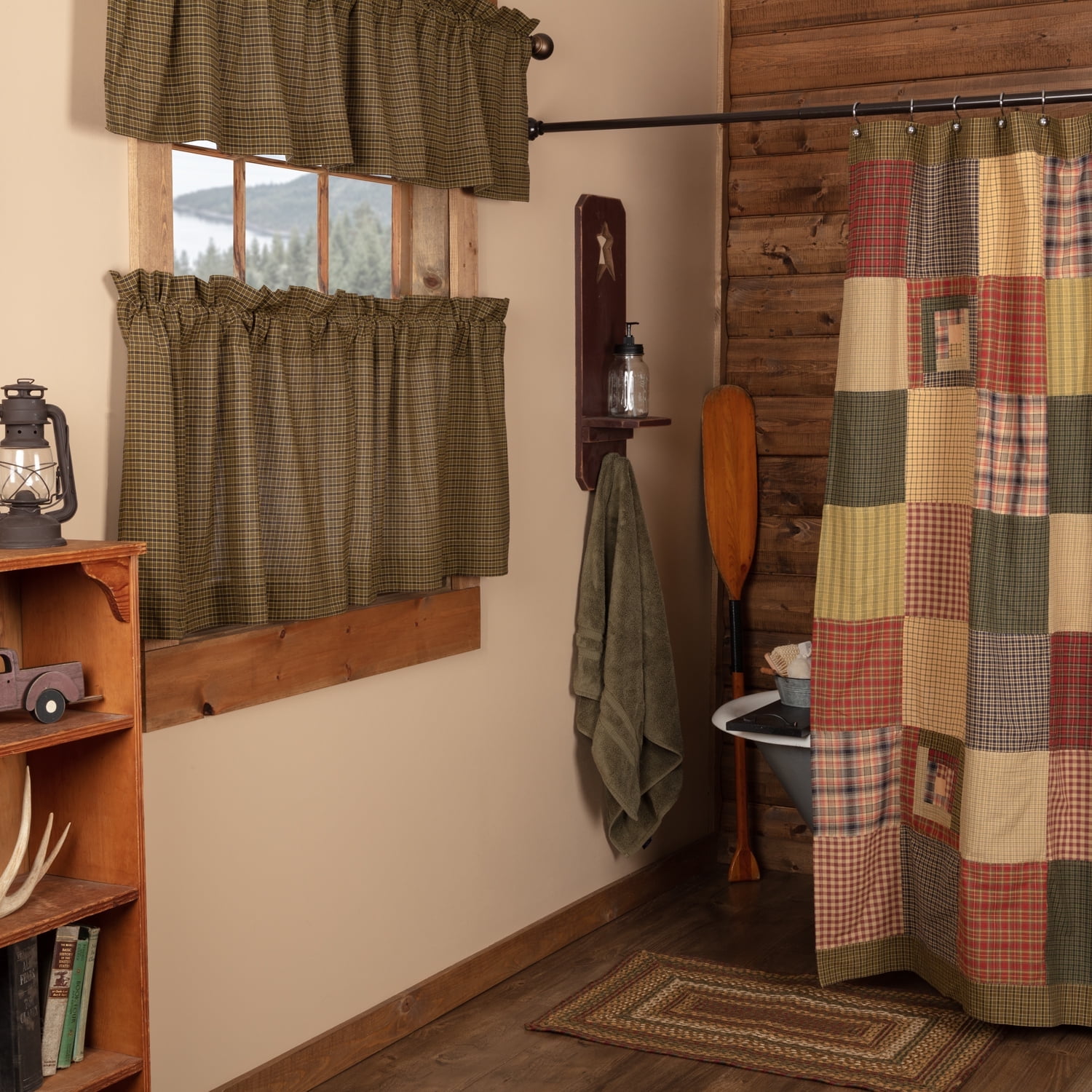 Tea Cabin Rustic Patchwork Cotton Shower Curtain 72"x72"