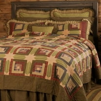 VHC Brands Tea Cabin Rustic King Quilt Green Patchwork Cotton Pre-Washed Rectangle Bedroom Decor