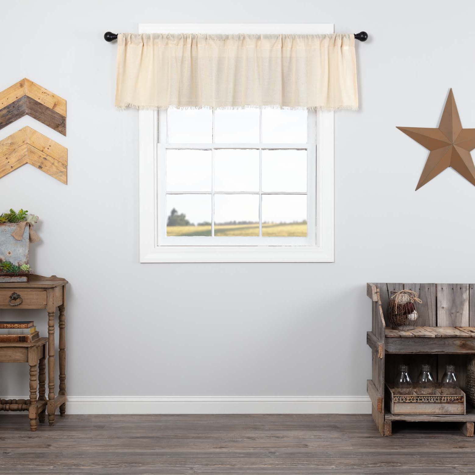Natural Cotton Tobacco Cloth Rod Pocket Valance 16" x 72"