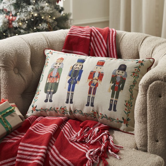 Pillow Perfect Embroidered Nutcracker Throw Pillow 16.5x16.5 Gold - Holiday Decorative Pillow
