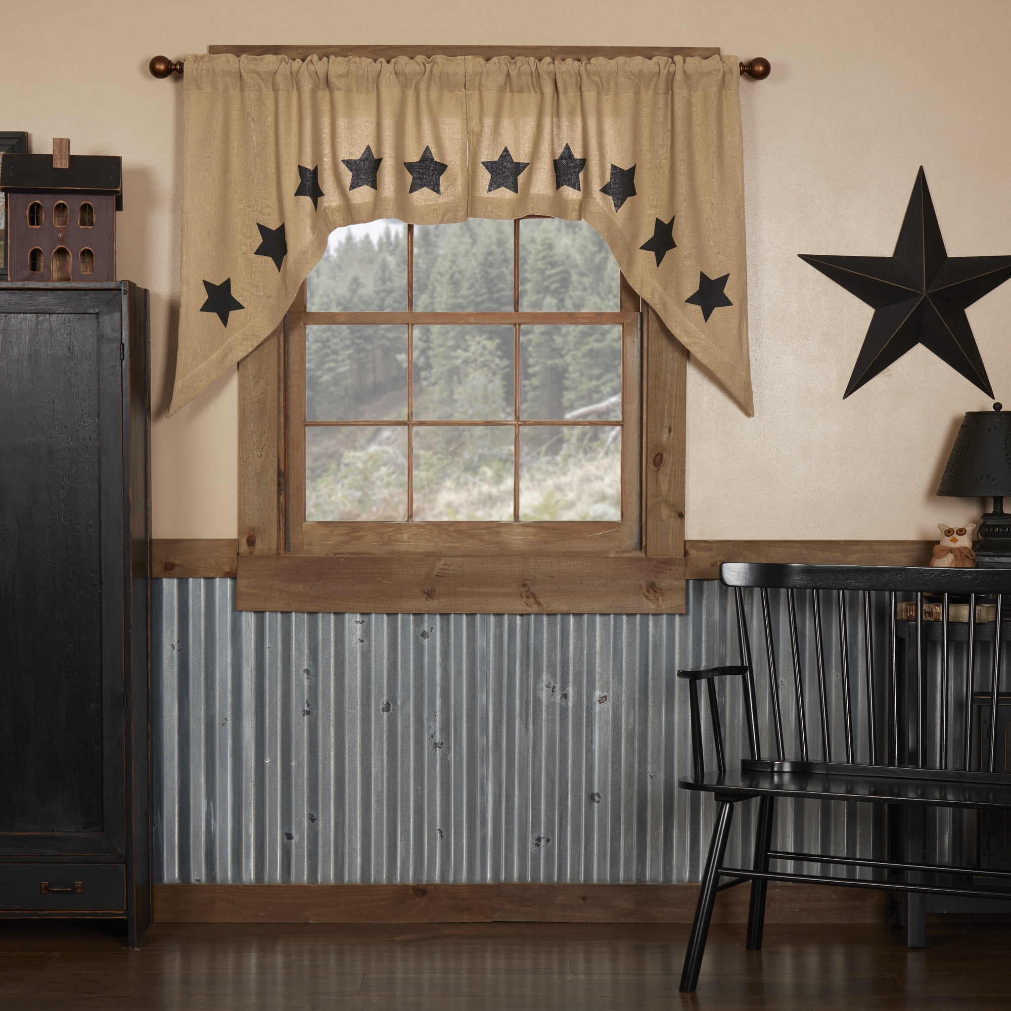 VHC Burlap Dove Grey Valance 72 | Primitive Star Quilt Shop