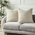 thumbnail image 1 of VHC Brands Waffle Weave Natural Pillow Cover Set of 2 24x24, Decorative Throw Pillow Covers / Shams, Boho Farmhouse Bedroom, Living Room Decor, 1 of 3