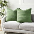 thumbnail image 1 of VHC Brands Waffle Weave Olive Green Pillow Cover Set of 2 24x24, Decorative Throw Pillow Covers/Shams, Boho Farmhouse Bedroom, Living Room Decor, 1 of 3