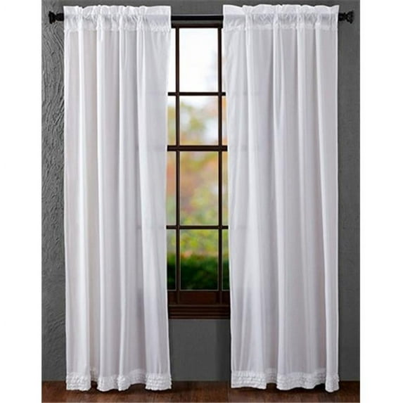 VHC Brands White Ruffled Curtain Panel Set