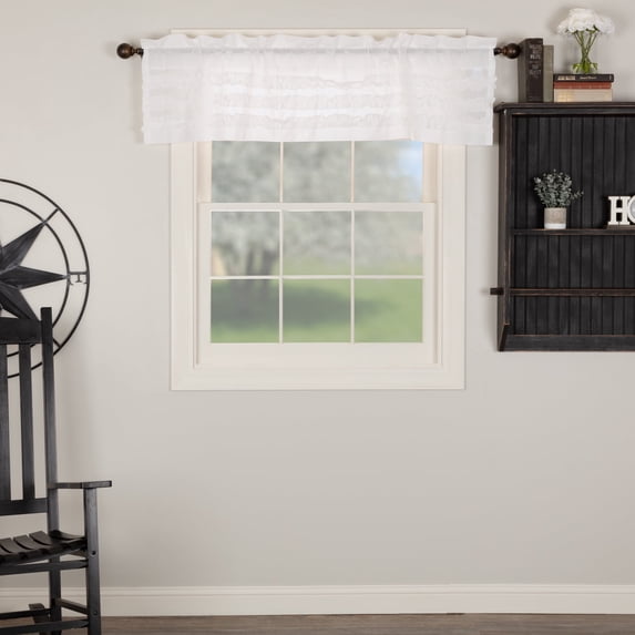 VHC Brands Farmhouse 16"x60" Valance White Rod Pocket Kitchen Window Curtains
